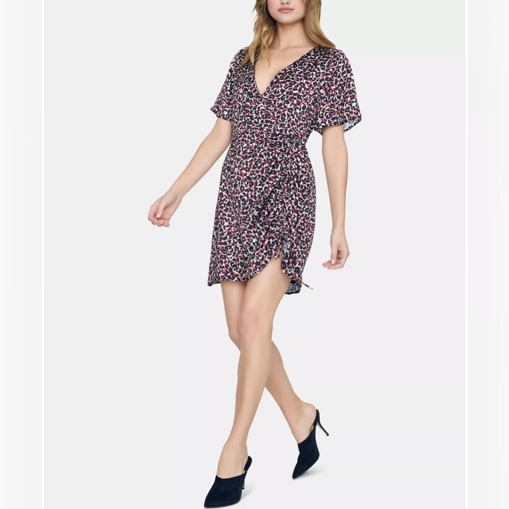 NWT Sanctuary Wild One Animal Print Cinch Ruched Dress Size 12